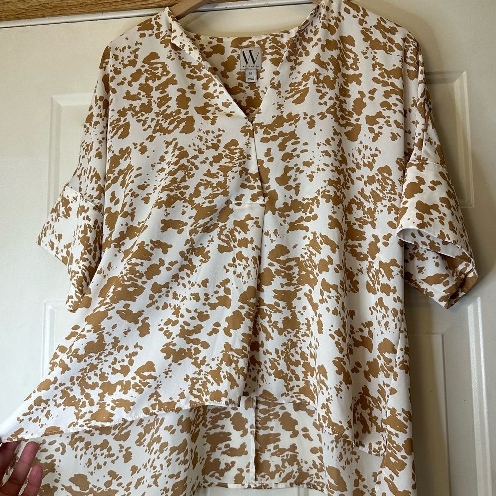 Worthington Animal Print Short Sleeve Blouse - Picture 6 of 11